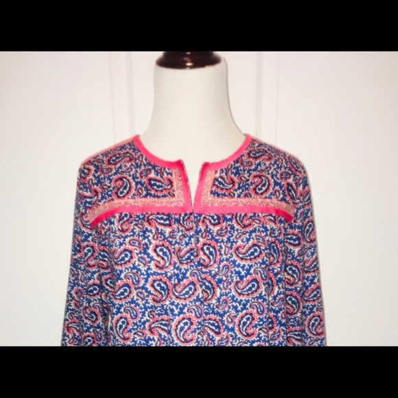 J Crew Paisley Cotton Tunic Top Sz M 🌸 - Picture 4 of 6